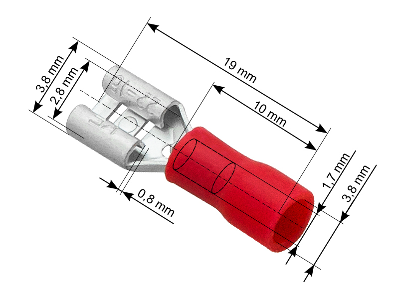 Szigetelt lapos csatlakozó 2,8 mm, 100 db 43-039-